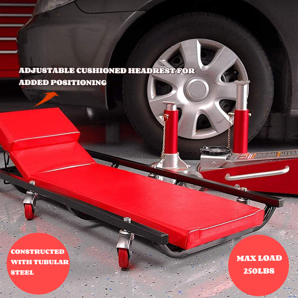 40 Inch Rolling Creeper, Padd Mechanic Cart with Adjustable Backrest&Headrest