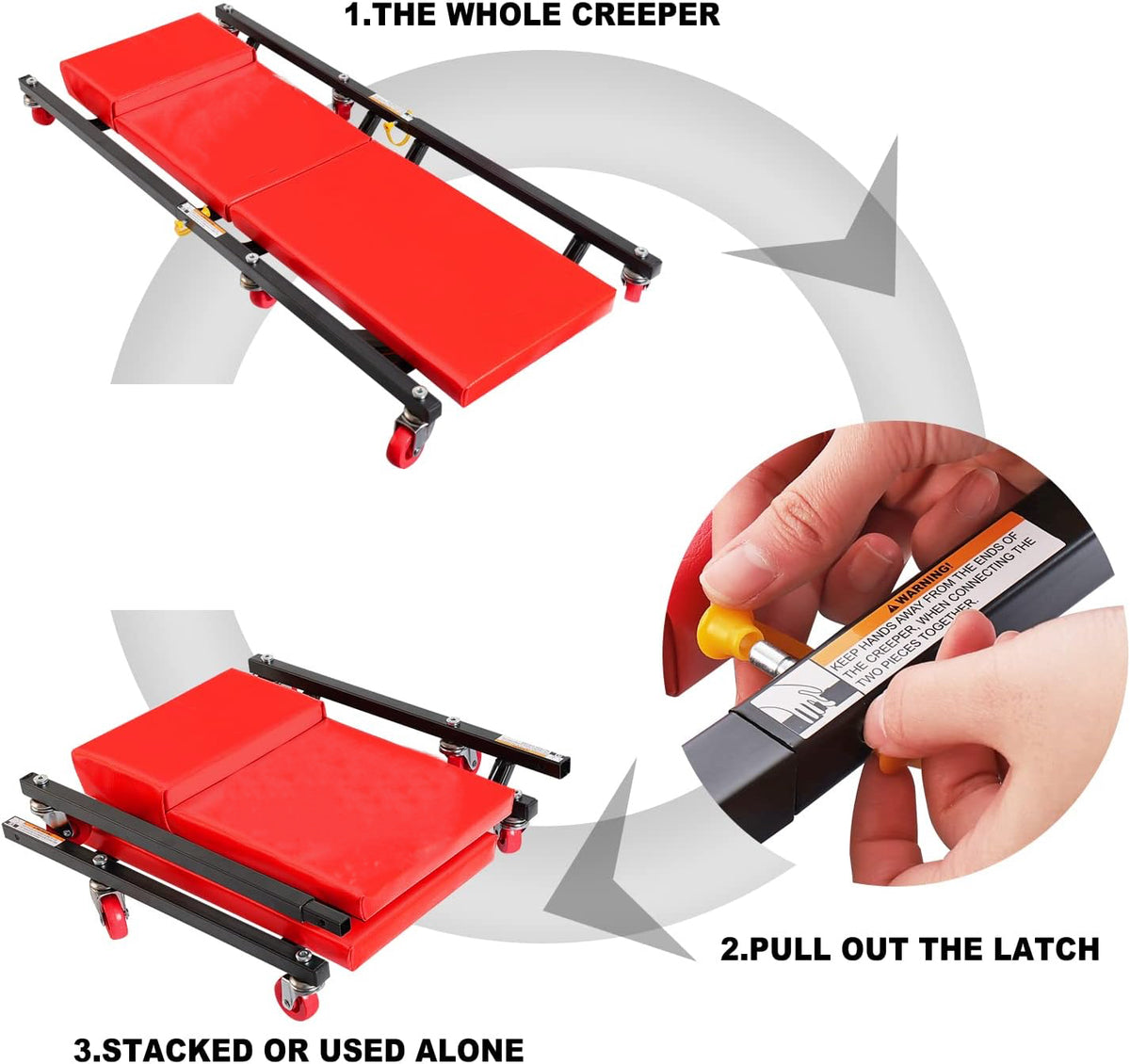 36'' Foldable Rolling Creeper Garage/Shop Seat