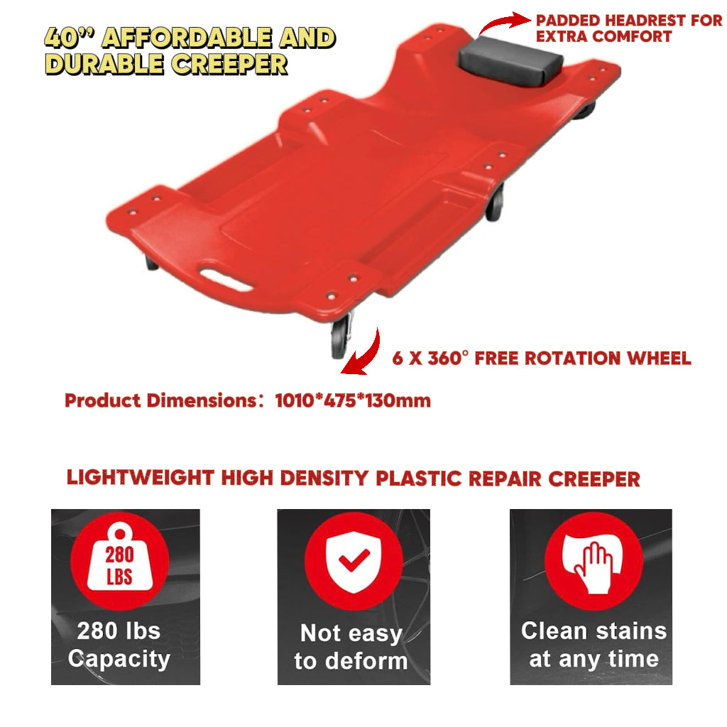 40 Inch  Low-Profile Under-Car Rolling Mechanic Creeper