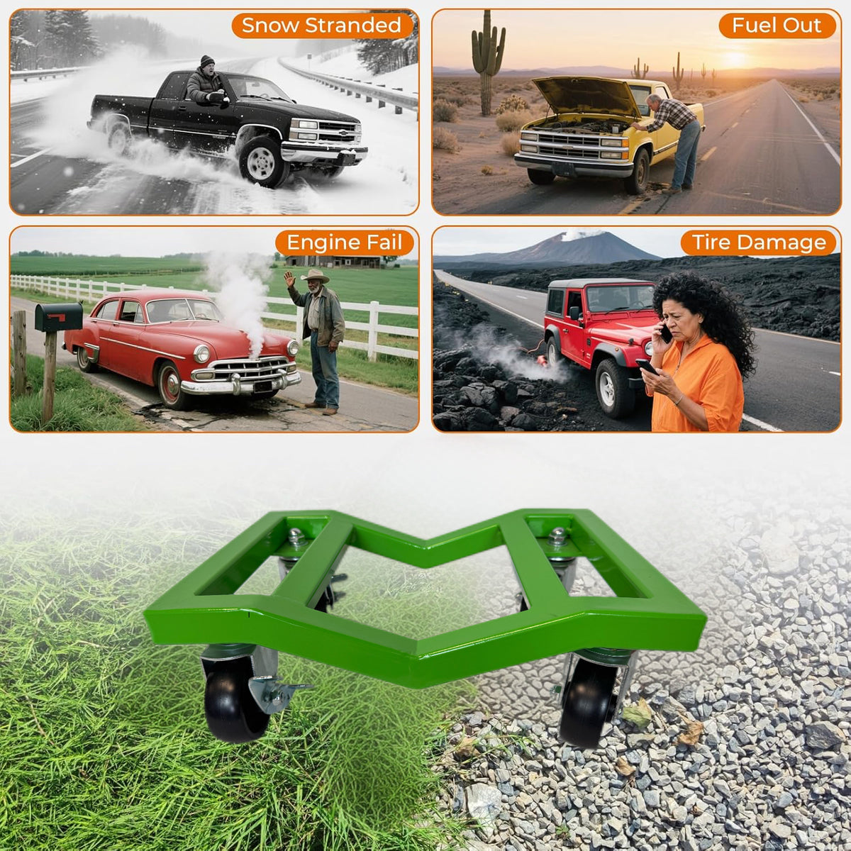 4-Pack Heavy-Duty Car Dolly 6000LBS Capacity with Locking Brakes for Cars,SUVs,Trucks, Trailers