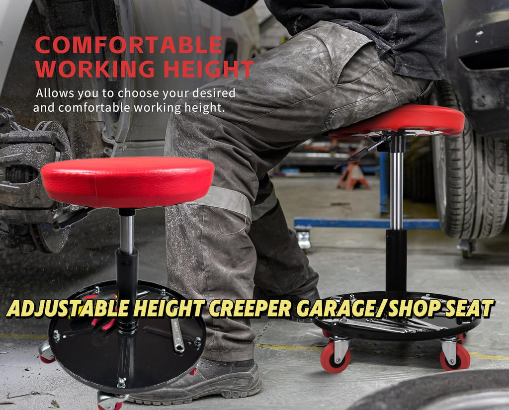 Pneumatic Roller Seat/Creeper with Adjustable Height