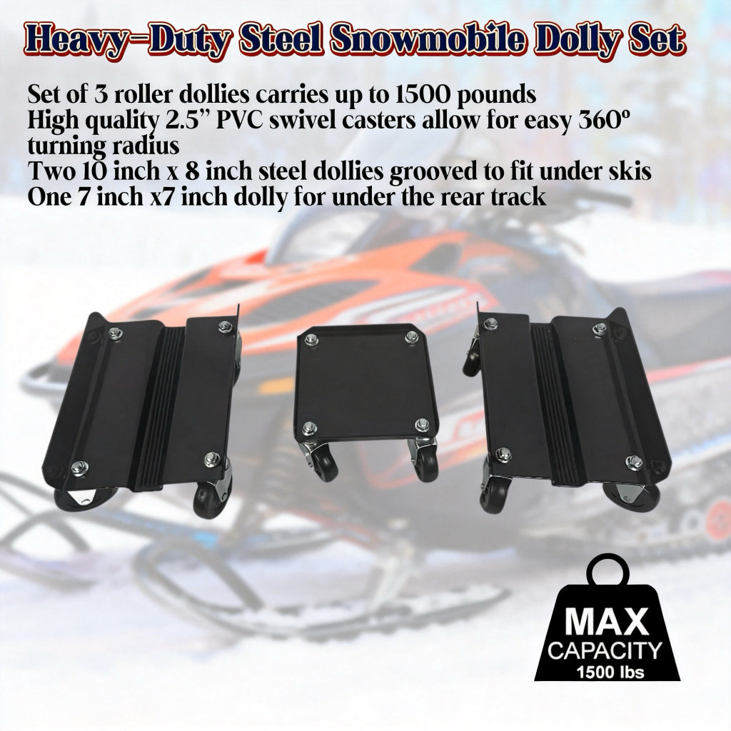 3 Pcs 1500LBS Heavy-Duty Snowmobile Dolly Set