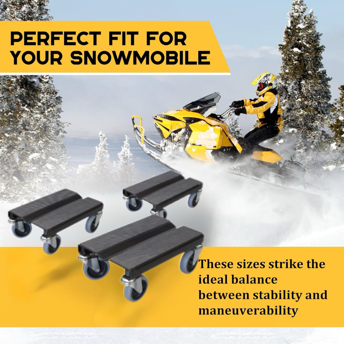 3 Pcs 1500LBS Heavy-Duty Snowmobile Dolly Set