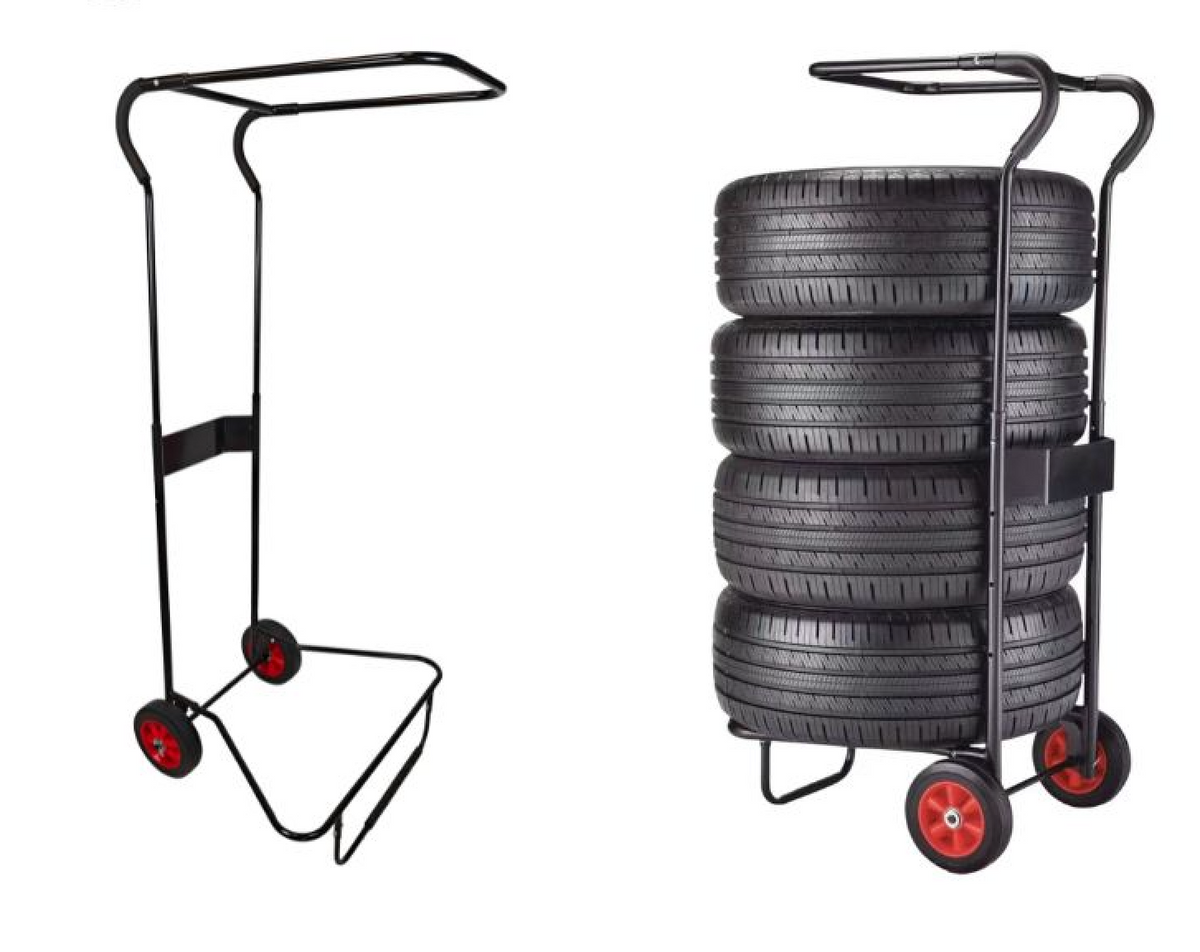 Adjustable Mobile Tire Storage Rack Cart with 2 Wheels