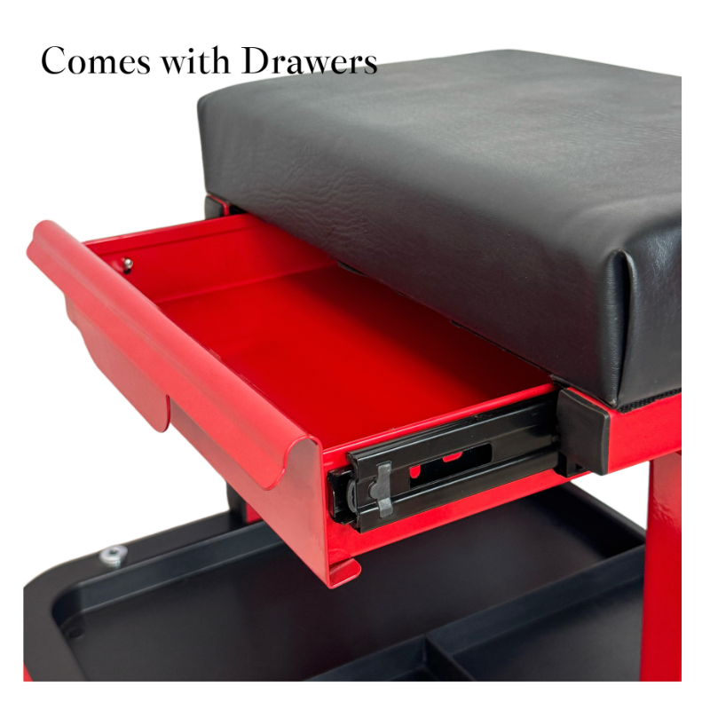 Rolling Creeper Garage/Shop Seat with Tool Tray Storage and Top Drawer
